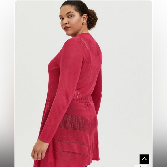 Pointelle Cardigan Open Front Sweater - Picture 3 of 6